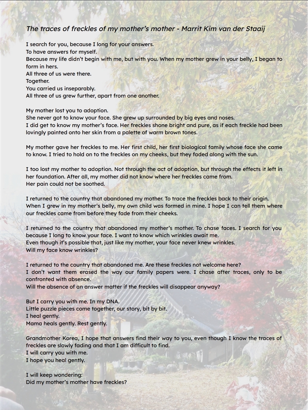 Traces of Freckles Cover